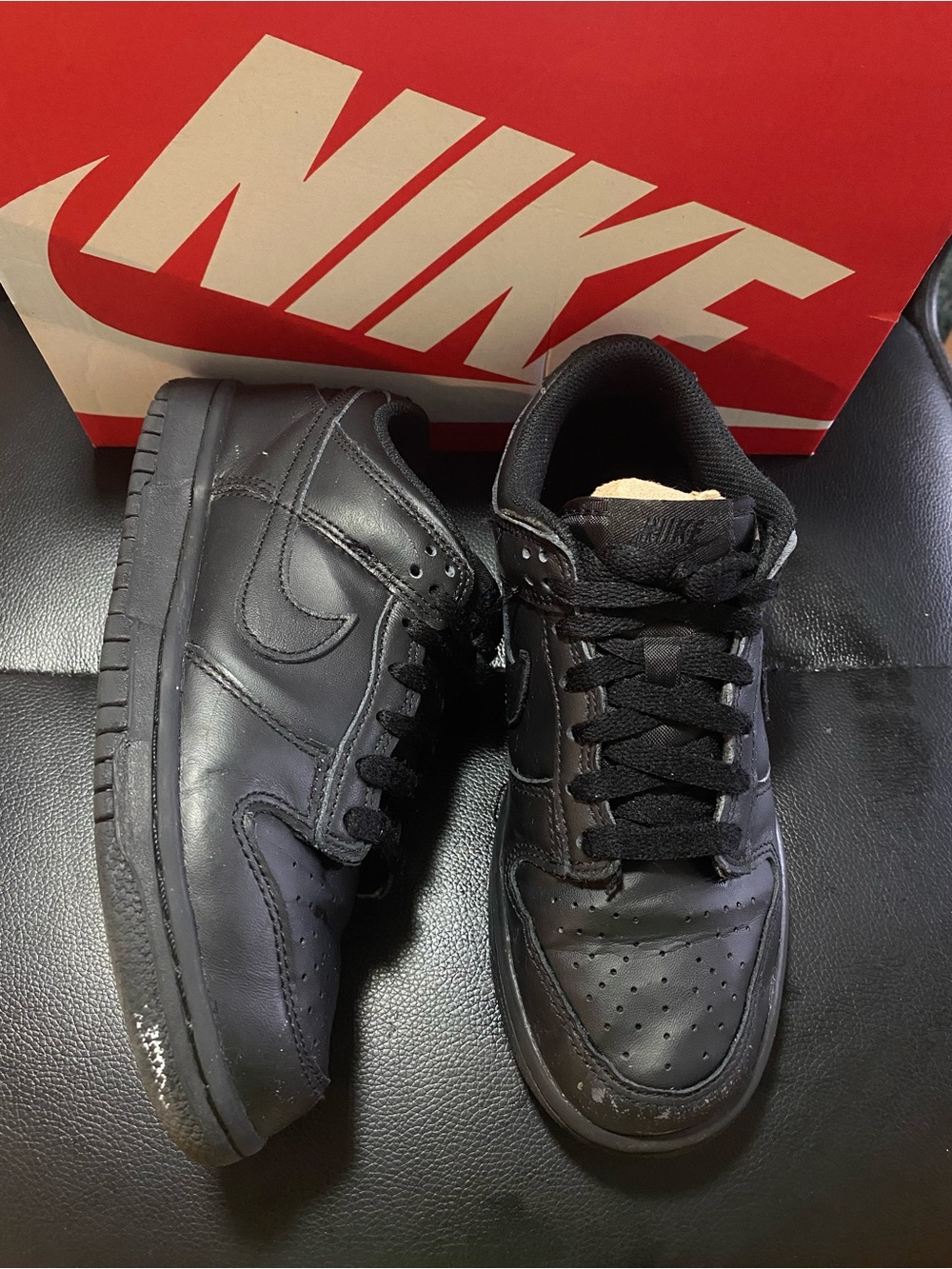 Nike Dunk Triple Black Low-Top Sneakers Size 5.5Y